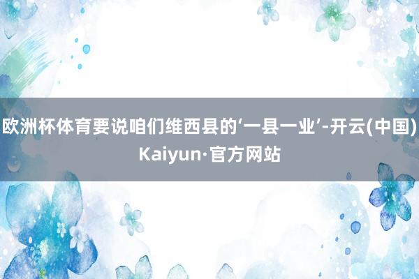 欧洲杯体育要说咱们维西县的‘一县一业’-开云(中国)Kaiyun·官方网站