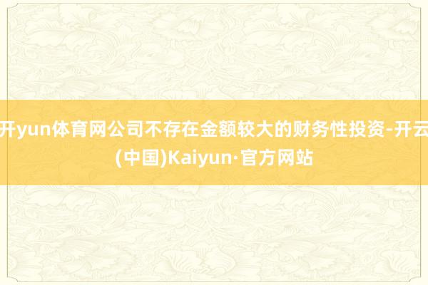 开yun体育网公司不存在金额较大的财务性投资-开云(中国)Kaiyun·官方网站