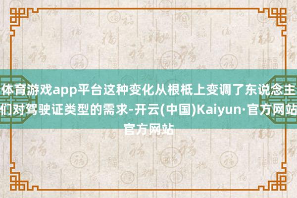 体育游戏app平台这种变化从根柢上变调了东说念主们对驾驶证类型的需求-开云(中国)Kaiyun·官方网站