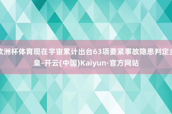 欧洲杯体育现在宇宙累计出台63项要紧事故隐患判定圭臬-开云(中国)Kaiyun·官方网站