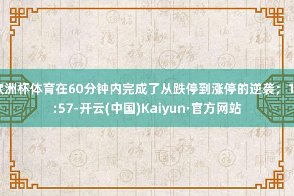 欧洲杯体育在60分钟内完成了从跌停到涨停的逆袭；10:57-开云(中国)Kaiyun·官方网站