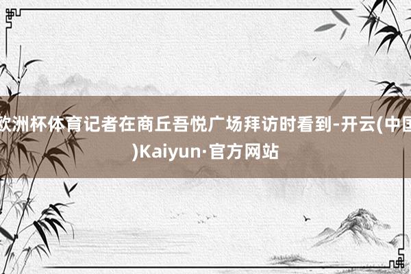 欧洲杯体育记者在商丘吾悦广场拜访时看到-开云(中国)Kaiyun·官方网站