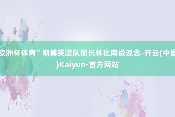 欧洲杯体育”潮搏英歌队团长林比南说说念-开云(中国)Kaiyun·官方网站