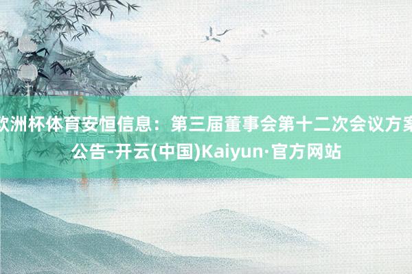 欧洲杯体育安恒信息：第三届董事会第十二次会议方案公告-开云(中国)Kaiyun·官方网站