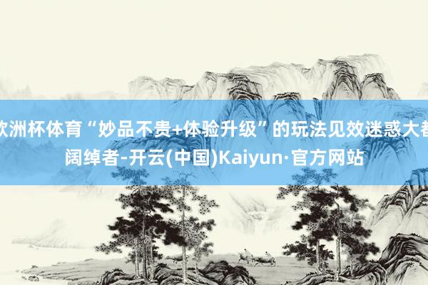 欧洲杯体育“妙品不贵+体验升级”的玩法见效迷惑大都阔绰者-开云(中国)Kaiyun·官方网站