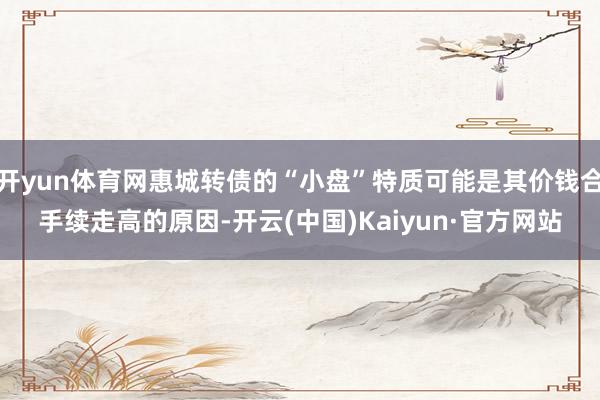 开yun体育网惠城转债的“小盘”特质可能是其价钱合手续走高的原因-开云(中国)Kaiyun·官方网站