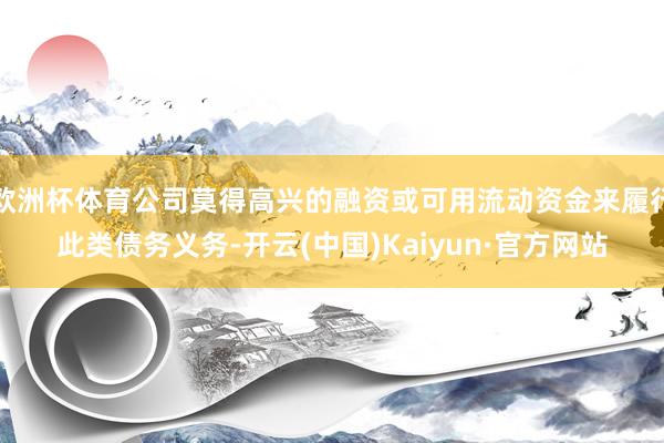 欧洲杯体育公司莫得高兴的融资或可用流动资金来履行此类债务义务-开云(中国)Kaiyun·官方网站